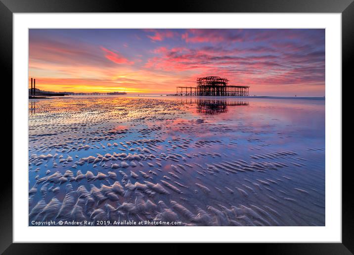 Brighton Beach at sunrise Framed Mounted Print by Andrew Ray