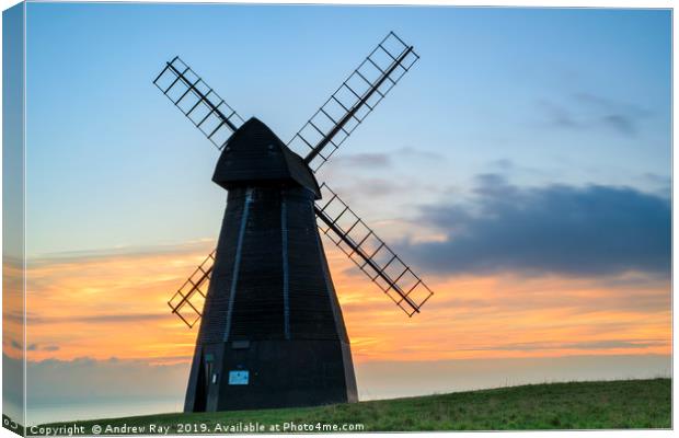 Rottingdean Windmill at sunset Canvas Print by Andrew Ray