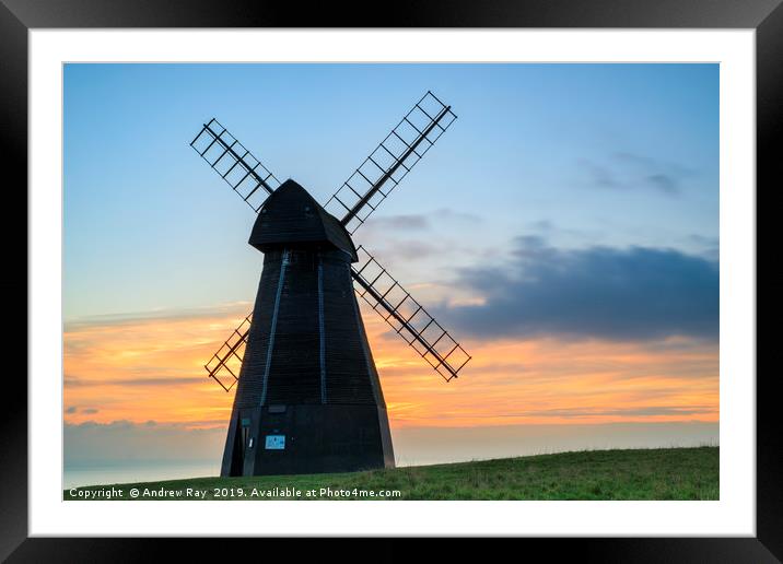 Rottingdean Windmill at sunset Framed Mounted Print by Andrew Ray