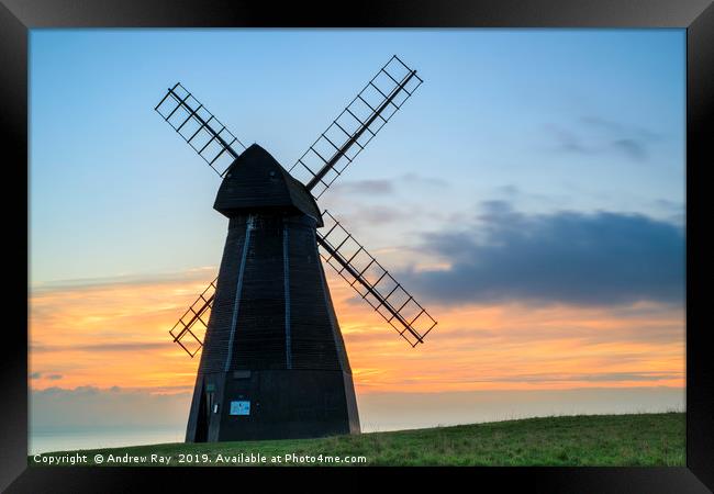 Rottingdean Windmill at sunset Framed Print by Andrew Ray