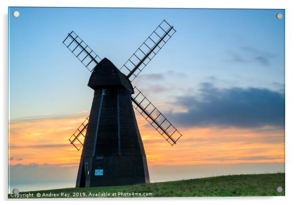 Rottingdean Windmill at sunset Acrylic by Andrew Ray
