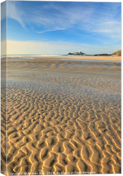 Sand patterns on Gwithian Beach Canvas Print by Andrew Ray