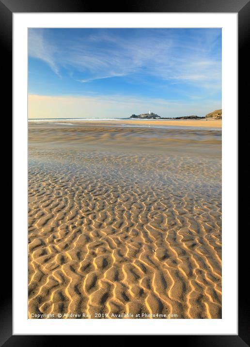 Sand patterns on Gwithian Beach Framed Mounted Print by Andrew Ray