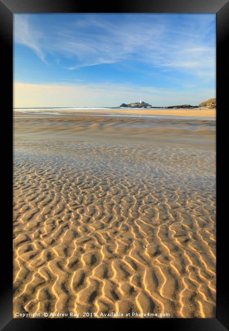 Sand patterns on Gwithian Beach Framed Print by Andrew Ray