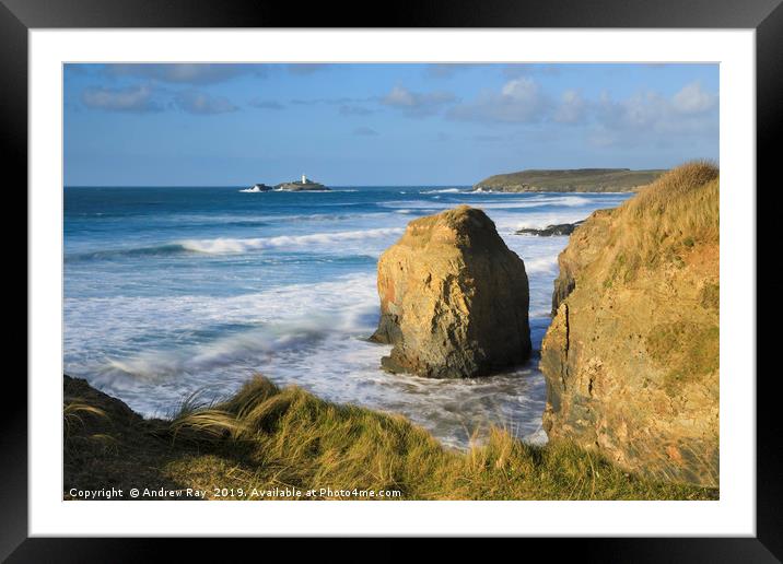 Sea stack (Gwithian Towans) Framed Mounted Print by Andrew Ray