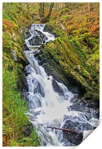 Waterway, Stream, Waterfall, Kenick burn, Lauristo Print by Hugh McKean