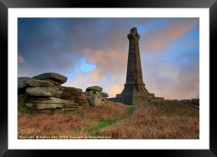 Towards the Bassett Monument (Carn Brea Framed Mounted Print by Andrew Ray