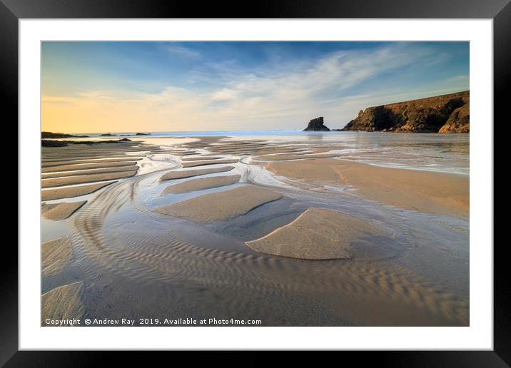 Stream on Porthcothan Beach Framed Mounted Print by Andrew Ray