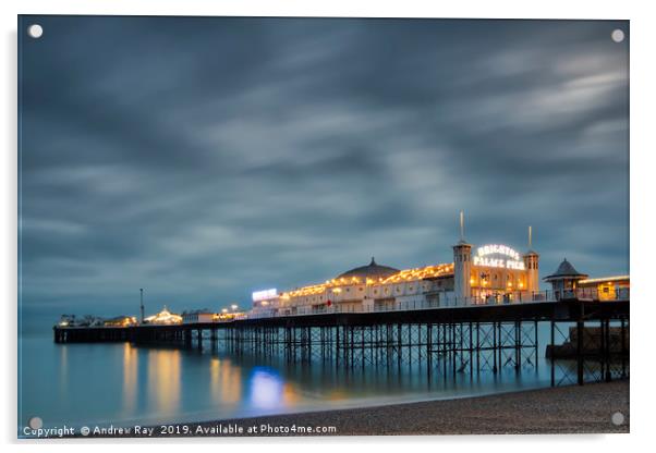 Twilight at Brighton Palace Pier Acrylic by Andrew Ray