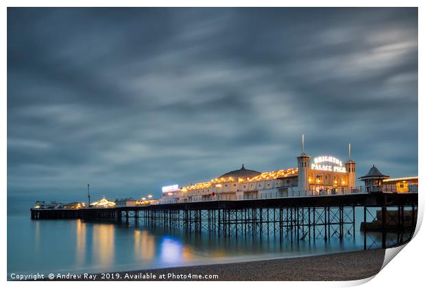 Twilight at Brighton Palace Pier Print by Andrew Ray