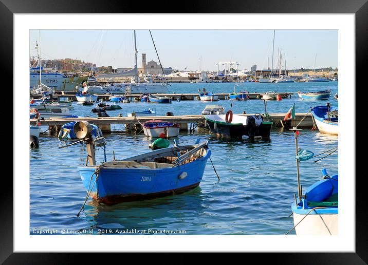 Boats and yachts in the quiet port of Trani, Italy Framed Mounted Print by Lensw0rld 