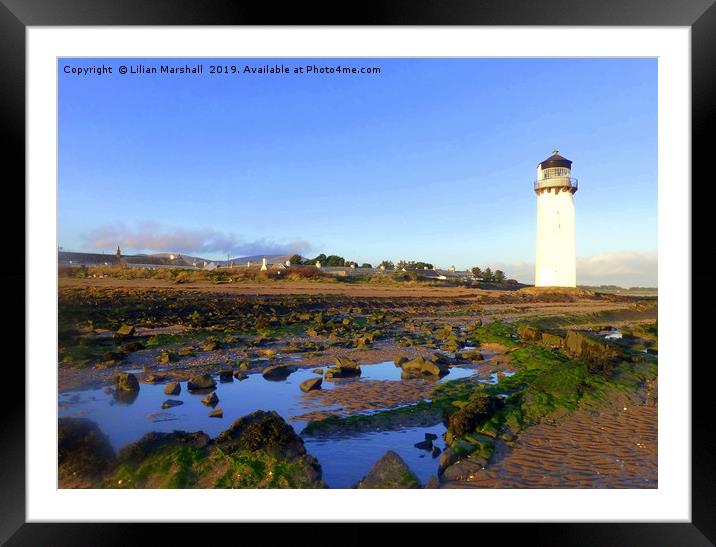 Southerness Lighthouse at Dusk Framed Mounted Print by Lilian Marshall