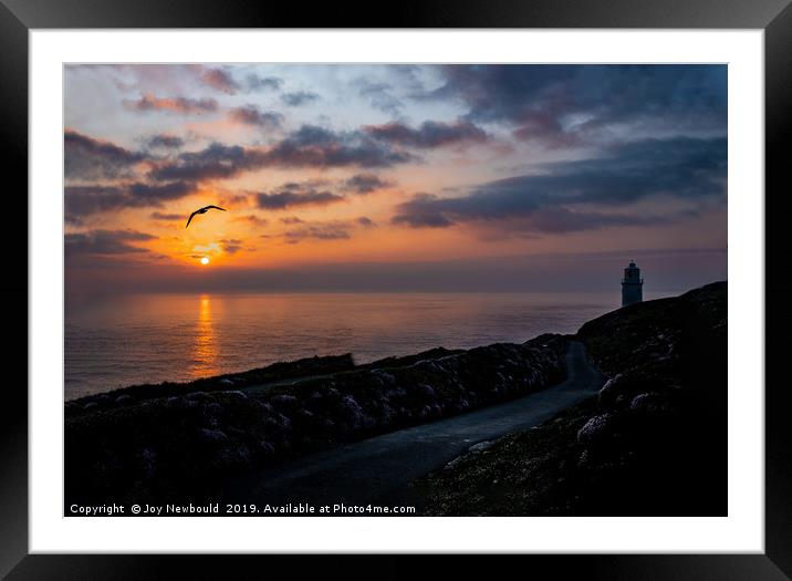 Sunset at Trevose Head Lighthouse, Cornwall Framed Mounted Print by Joy Newbould