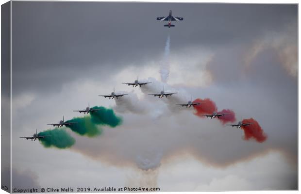 Frecce Tricolori in formation at RAF Fairford Canvas Print by Clive Wells