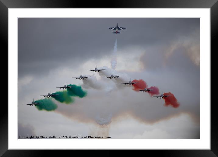 Frecce Tricolori in formation at RAF Fairford Framed Mounted Print by Clive Wells