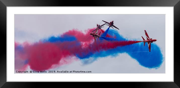 The Red Arrows at RAF Fairford, Gloustershire Framed Mounted Print by Clive Wells