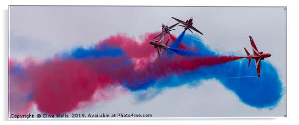 The Red Arrows at RAF Fairford, Gloustershire Acrylic by Clive Wells