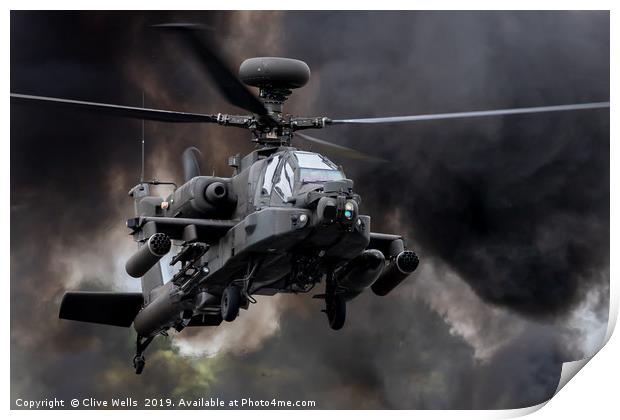 Boeing AH-64D Apache Longbow at RAF Fairford Print by Clive Wells