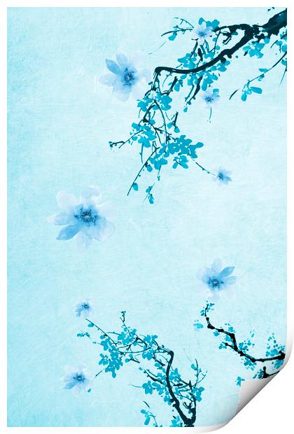 Blue Floral Abstract Print by Svetlana Sewell