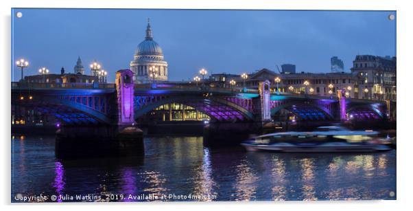 London Bridge at dusk  Acrylic by Julia Watkins