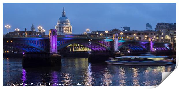 London Bridge at dusk  Print by Julia Watkins