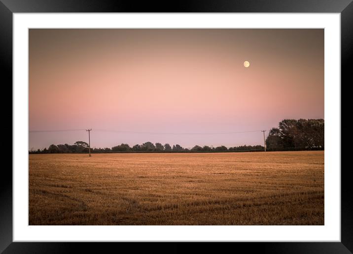 Moon over field Framed Mounted Print by Mark Harrop