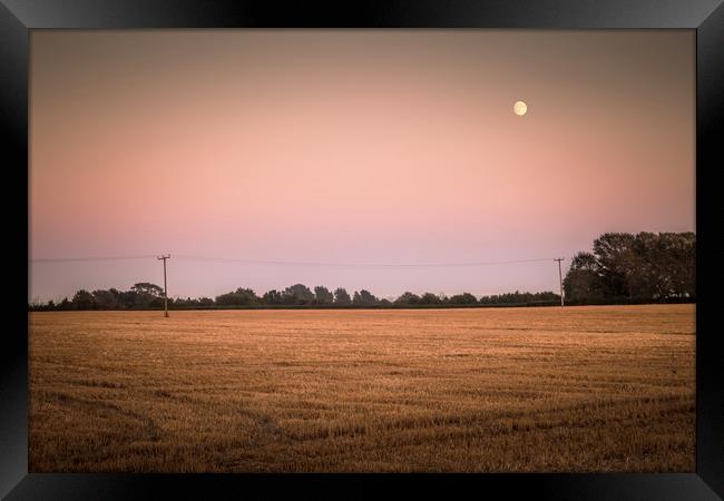 Moon over field Framed Print by Mark Harrop