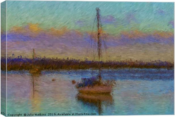 Impressionist image of a Boat on Water Canvas Print by Julia Watkins