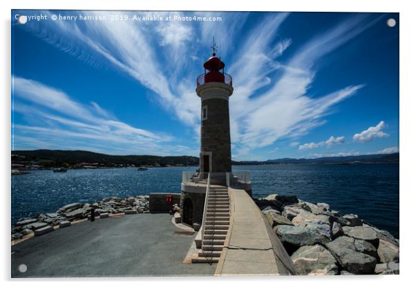 St Tropez Lighthouse Acrylic by henry harrison