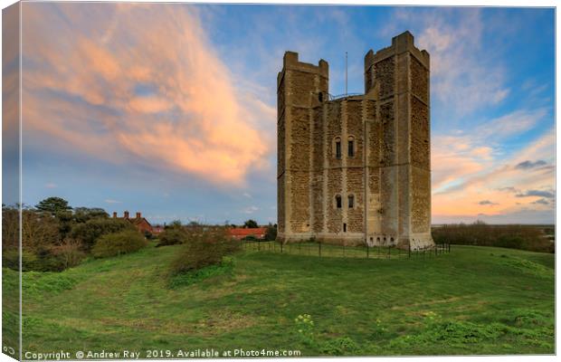 Sunset at Orford Castle Canvas Print by Andrew Ray