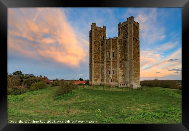 Sunset at Orford Castle Framed Print by Andrew Ray