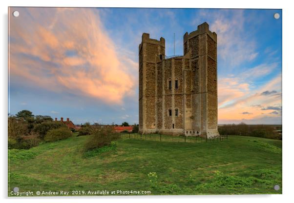 Sunset at Orford Castle Acrylic by Andrew Ray