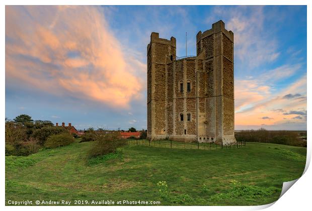 Sunset at Orford Castle Print by Andrew Ray