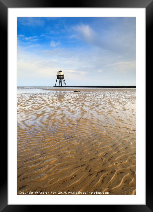 Sand ripples at Dovercourt Lighthouse Framed Mounted Print by Andrew Ray