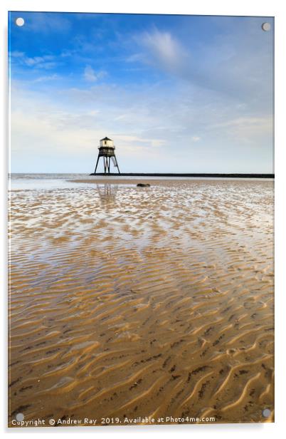 Sand ripples at Dovercourt Lighthouse Acrylic by Andrew Ray