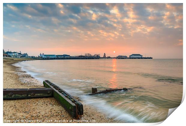 Morning at Clacton-one-Sea Print by Andrew Ray