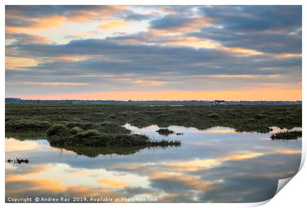 Sunset reflections (North Fambridge) Print by Andrew Ray