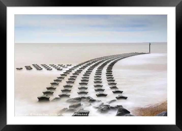 Cobbolds Point Groynes (Felixstowe) Framed Mounted Print by Andrew Ray