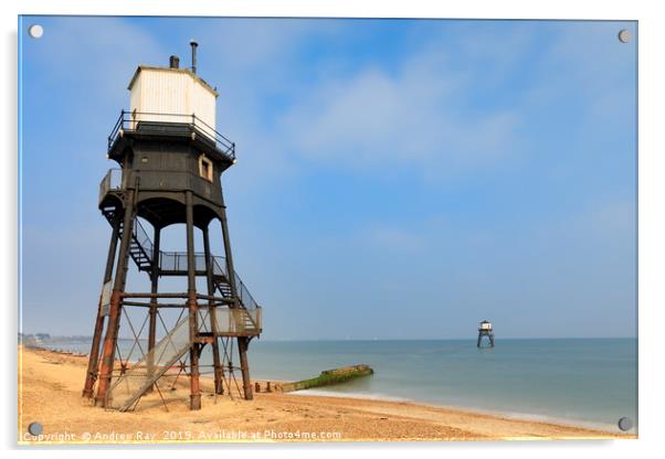 Dovercourt Lighthouses Acrylic by Andrew Ray