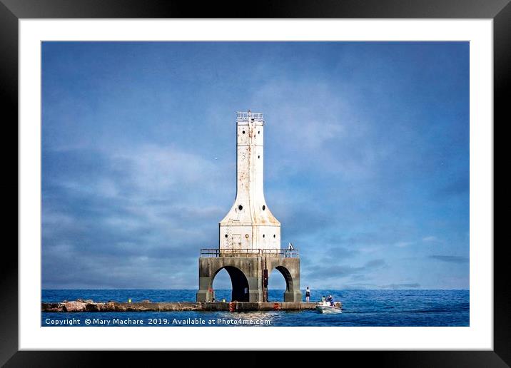 Port Washington Lighthouse on a Summer Afternoon  Framed Mounted Print by Mary Machare
