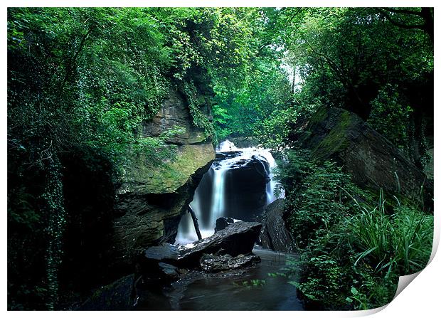 Welsh waterfall Print by David Hare