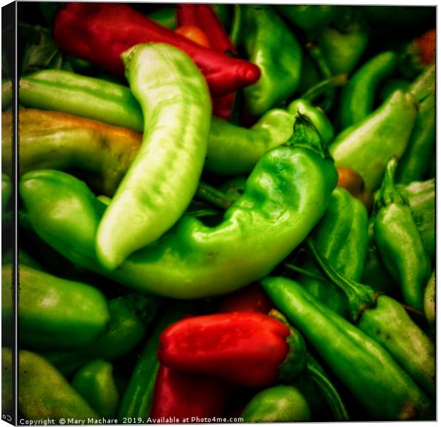 Peppers at the Market Canvas Print by Mary Machare