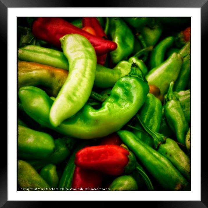 Peppers at the Market Framed Mounted Print by Mary Machare