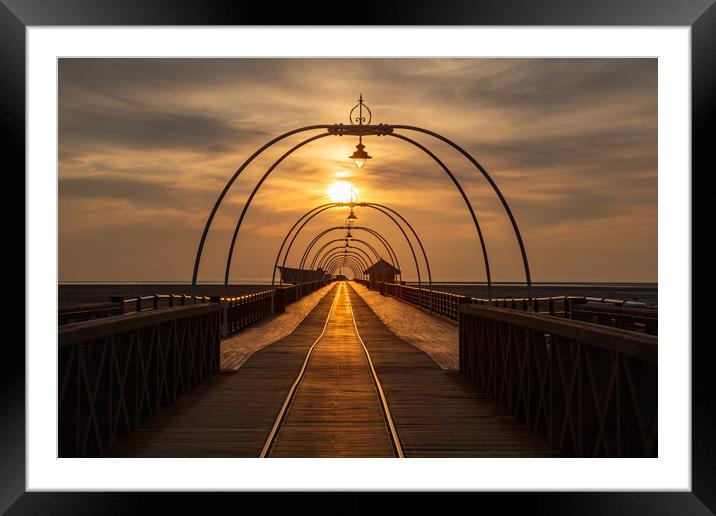 Southport Pier at Sunset Framed Mounted Print by Roger Green