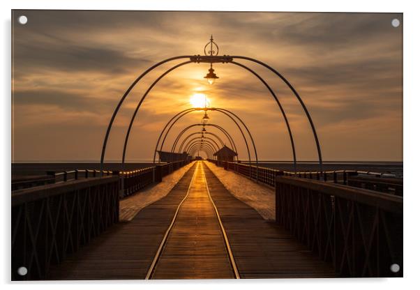 Southport Pier at Sunset Acrylic by Roger Green