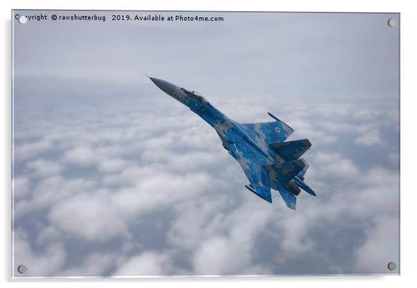 SU-27 Flanker Above The Clouds Acrylic by rawshutterbug 