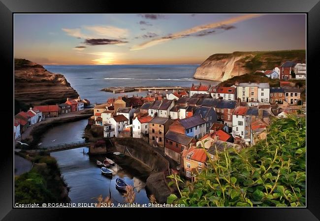 "Staithes Sunrise " Framed Print by ROS RIDLEY