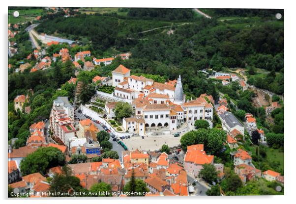 Aerial view over Sintra National Palace - Portugal Acrylic by Mehul Patel