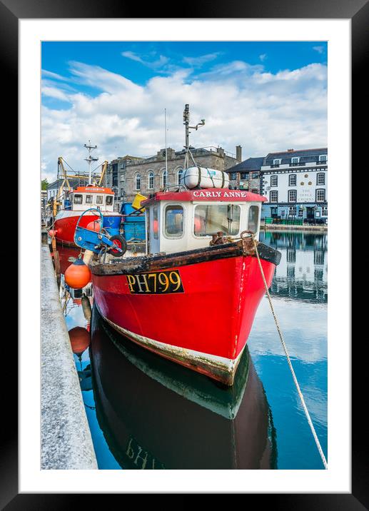 Red Fishing Boat in Plymouth Framed Mounted Print by Andrew Michael