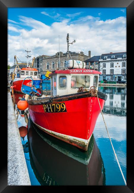 Red Fishing Boat in Plymouth Framed Print by Andrew Michael